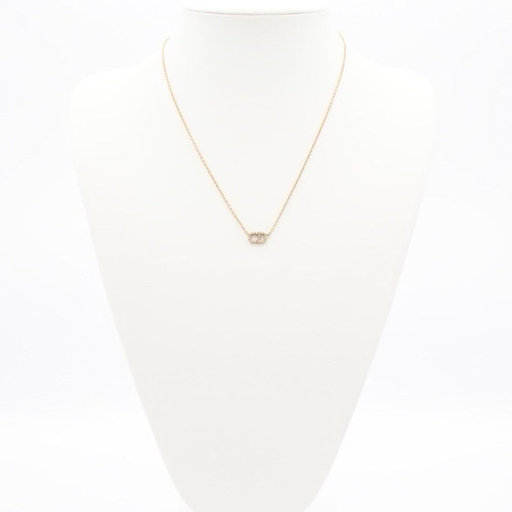 Christian Dior Clair D LUNE Necklace Pendant Choker Gold Logo Rhinestone - Picture 8 of 8